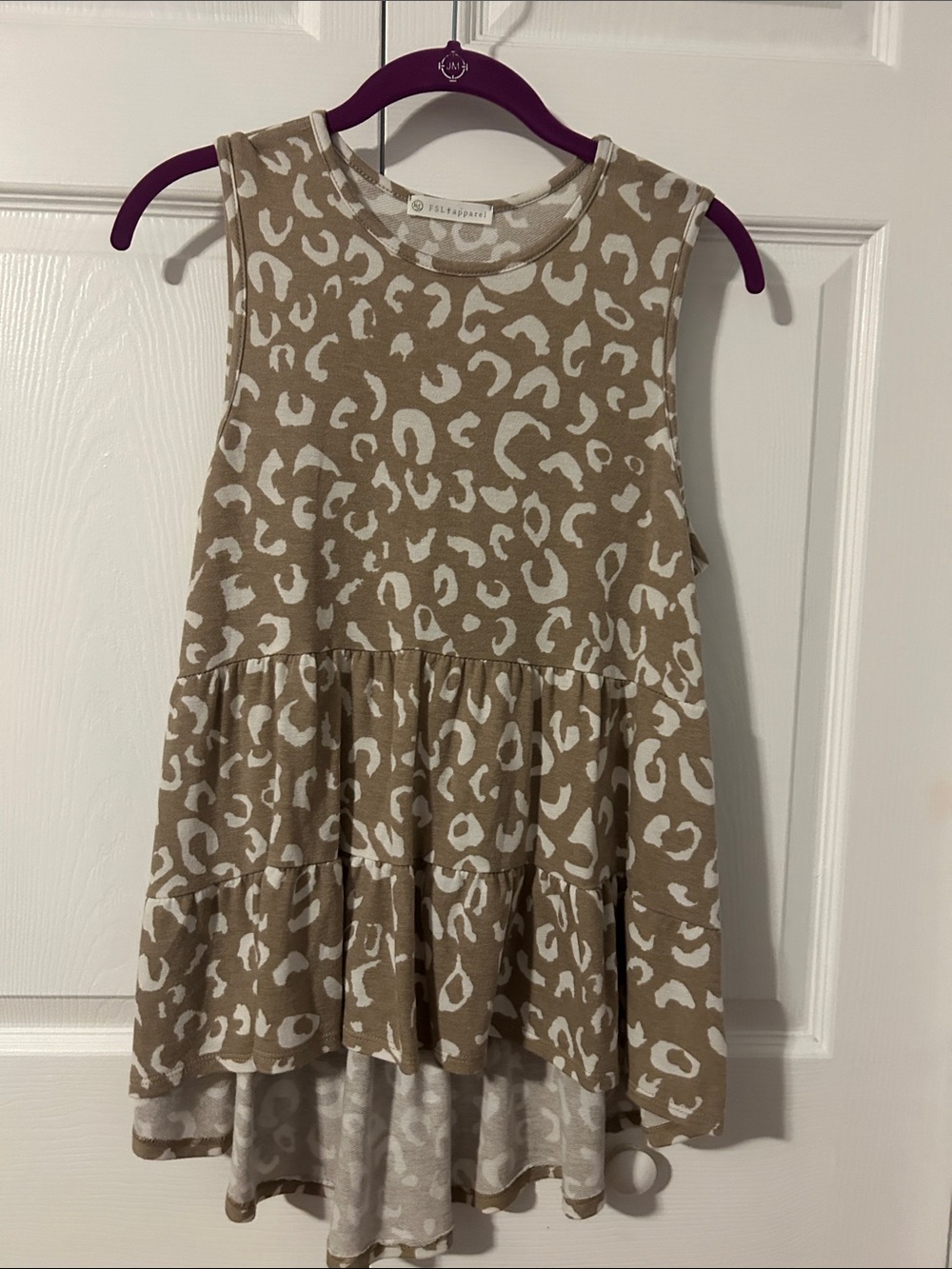 Women’s Leopard Tiered Tank Top - Beige & White